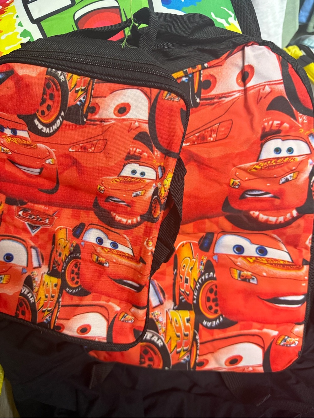Red Lightning McQueen Kids 17” Backpack and lunch box (normal size backpack
